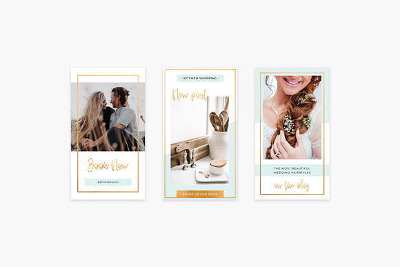 Instagram highlights, gold and mint in Instagram Templates - product preview 3