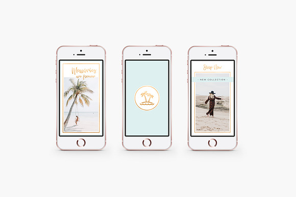 Instagram highlights, gold and mint in Instagram Templates - product preview 4