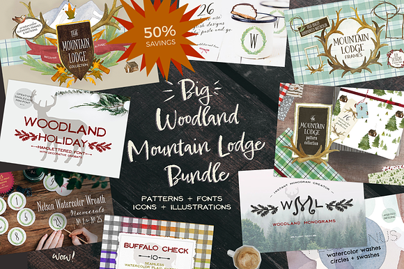Woodland Mountain Lodge Bundle in Illustrations - product preview 2