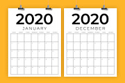 Vertical 8.5 x 11 Inch 2020 Calendar