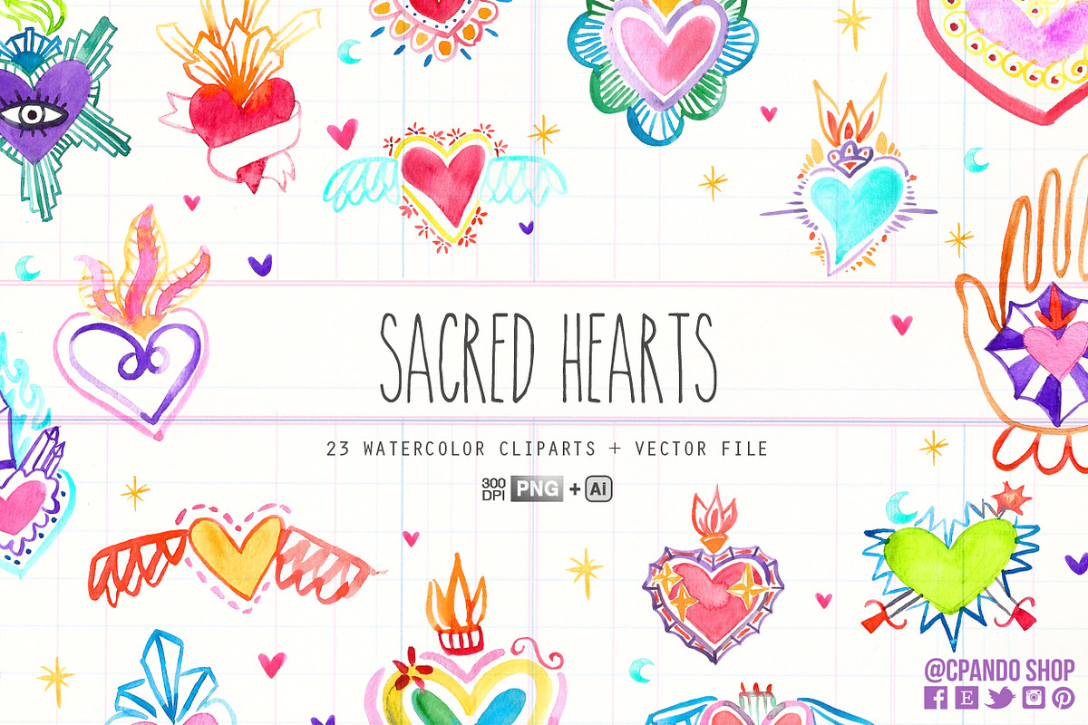 Sacred Hearts VECTORS & PNG in Illustrations - product preview 8