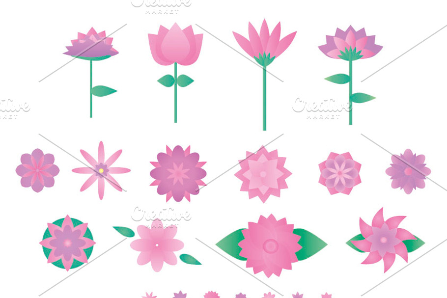 Set 13 Geometric Lovely Flowers in Illustrations - product preview 8
