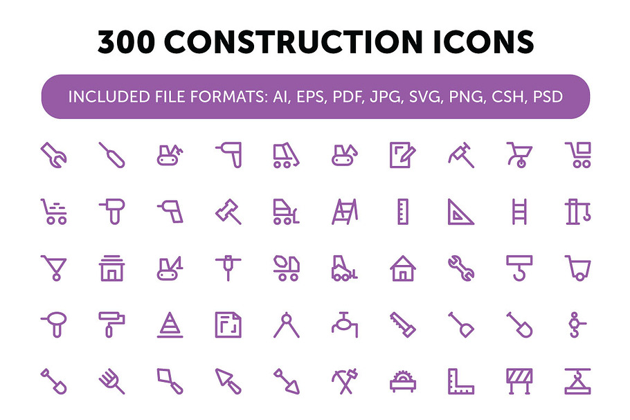 300 Construction Icons Set in Graphics - product preview 8
