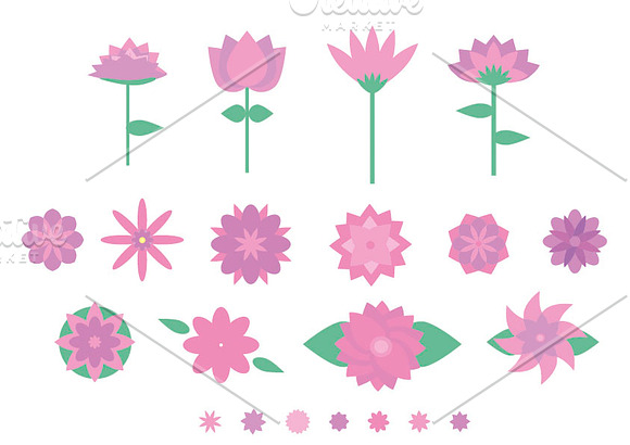 Set 13 Geometric Lovely Flowers in Illustrations - product preview 1