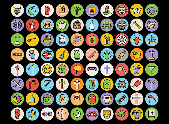 75+ Halloween Icons Set in Graphics - product preview 1