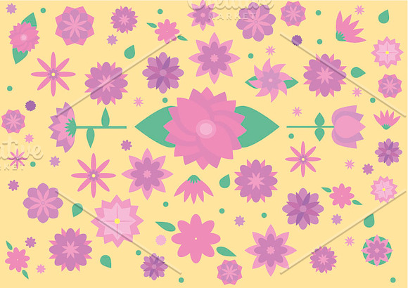 Set 13 Geometric Lovely Flowers in Illustrations - product preview 2