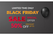 Black Friday Banner, 50% Sale and