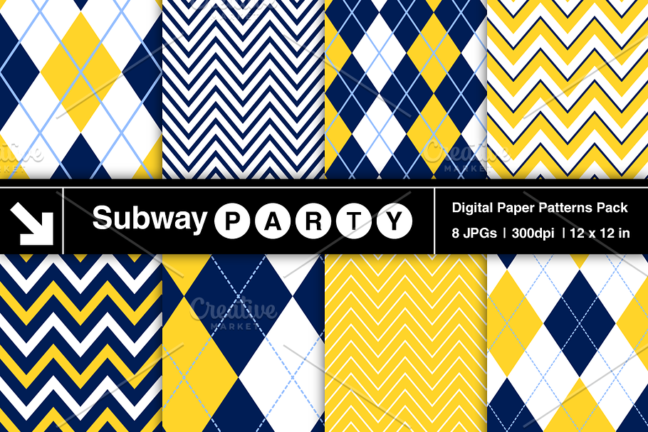 Navy & Yellow Chevron & Argyle in Patterns - product preview 8