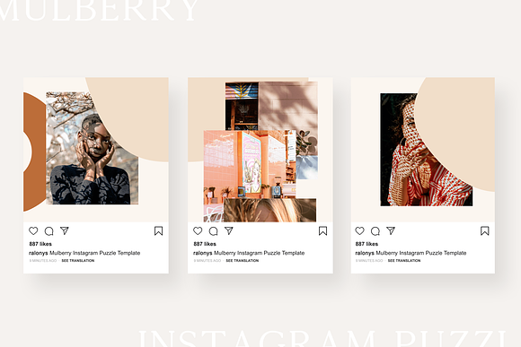 Mulberry Instagram Puzzle | CANVA in Instagram Templates - product preview 2