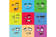 Funny avatars, emoji flat vector