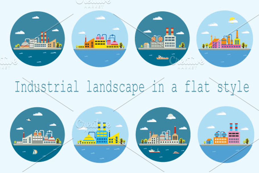 Flat industrial landscape in Illustrations - product preview 8