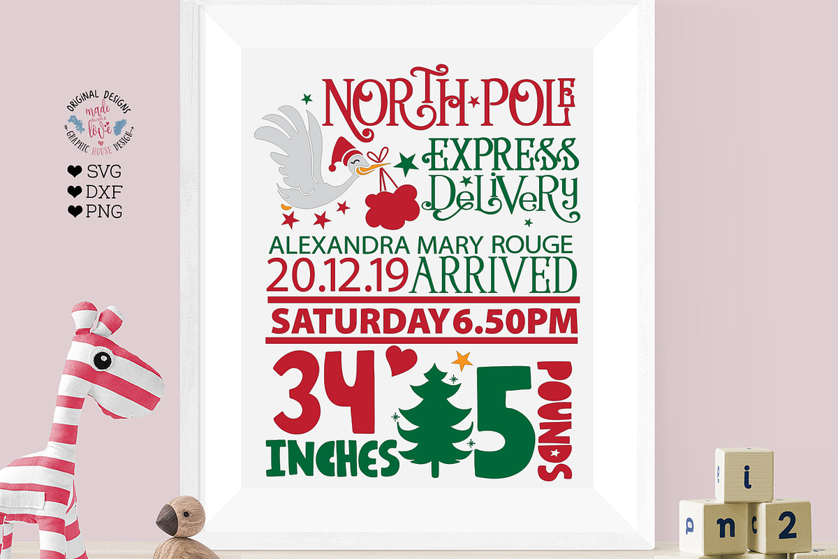 Christmas Baby Birth Stats Template in Illustrations - product preview 8