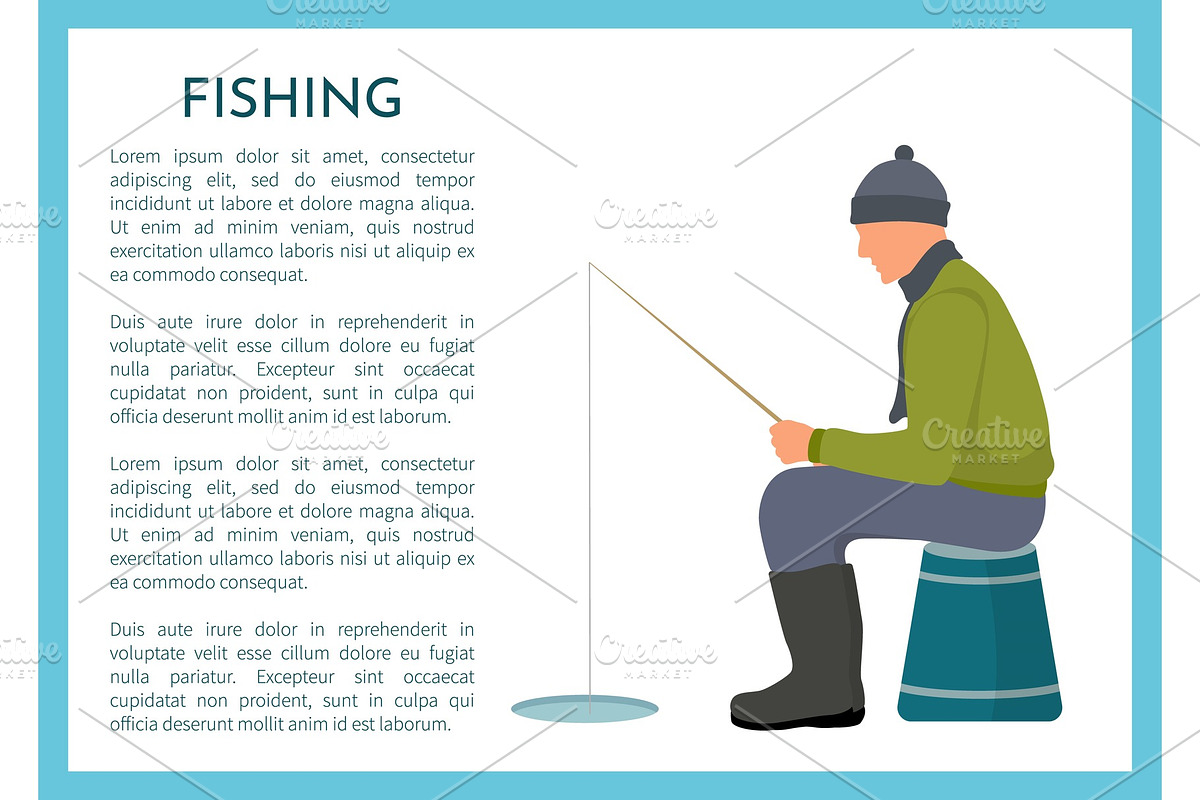 Fisherman Near Ice Hole Winter in Illustrations - product preview 8
