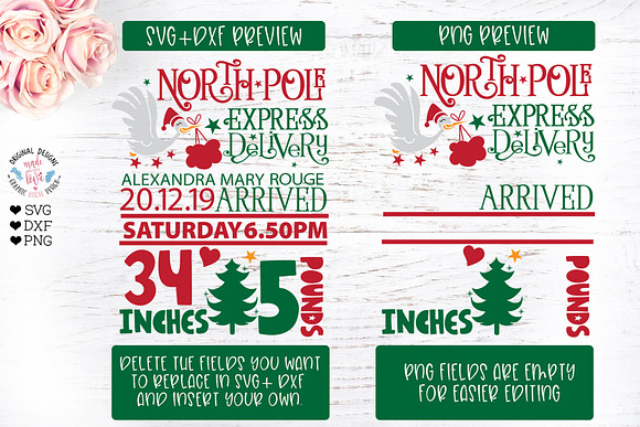 Christmas Baby Birth Stats Template in Illustrations - product preview 1