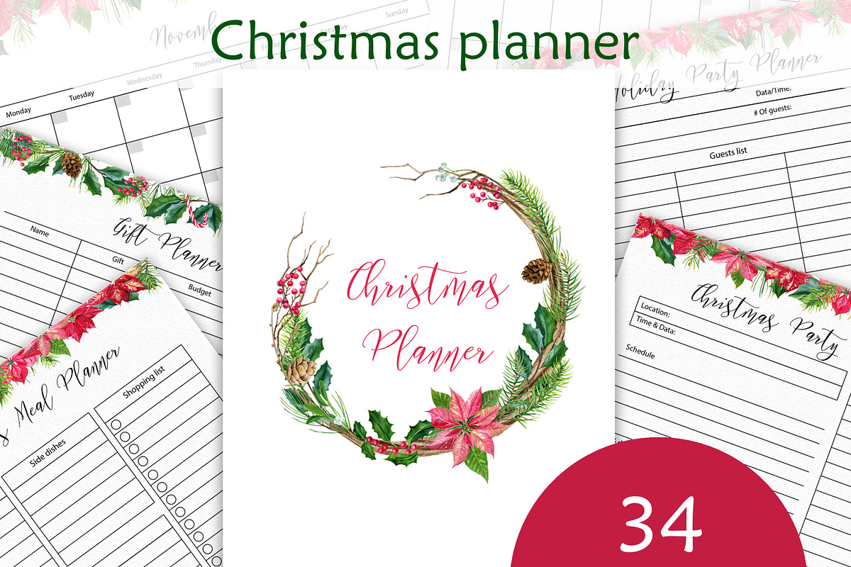 Christmas planner Letter size PDF in Stationery Templates - product preview 8