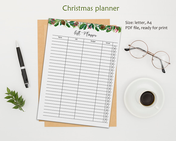 Christmas planner Letter size PDF in Stationery Templates - product preview 4