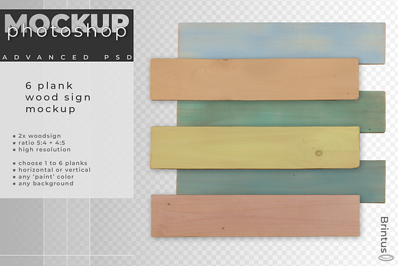 Wood sign mockup with 1 to 6 planks in Mockup Templates - product preview 2