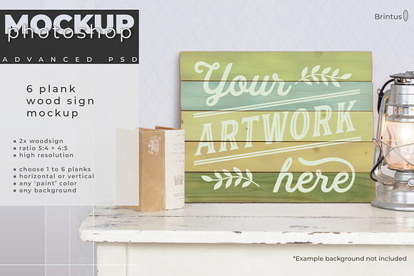 Wood sign mockup with 1 to 6 planks in Mockup Templates - product preview 7