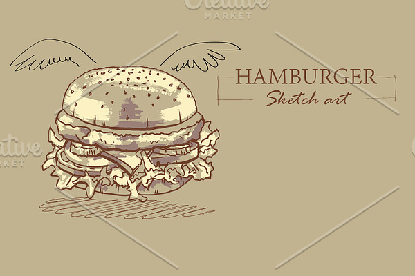 Sketch art of a veggie burger