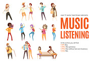 People Listening to Music Set