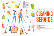 Cleaning Service Cartoon Set