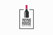 Wine bottle logo. Winehouse icon.
