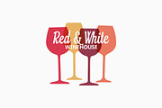 Wine glass logo. Red and white wine