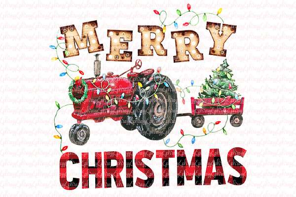 Christmas tractor.Farm