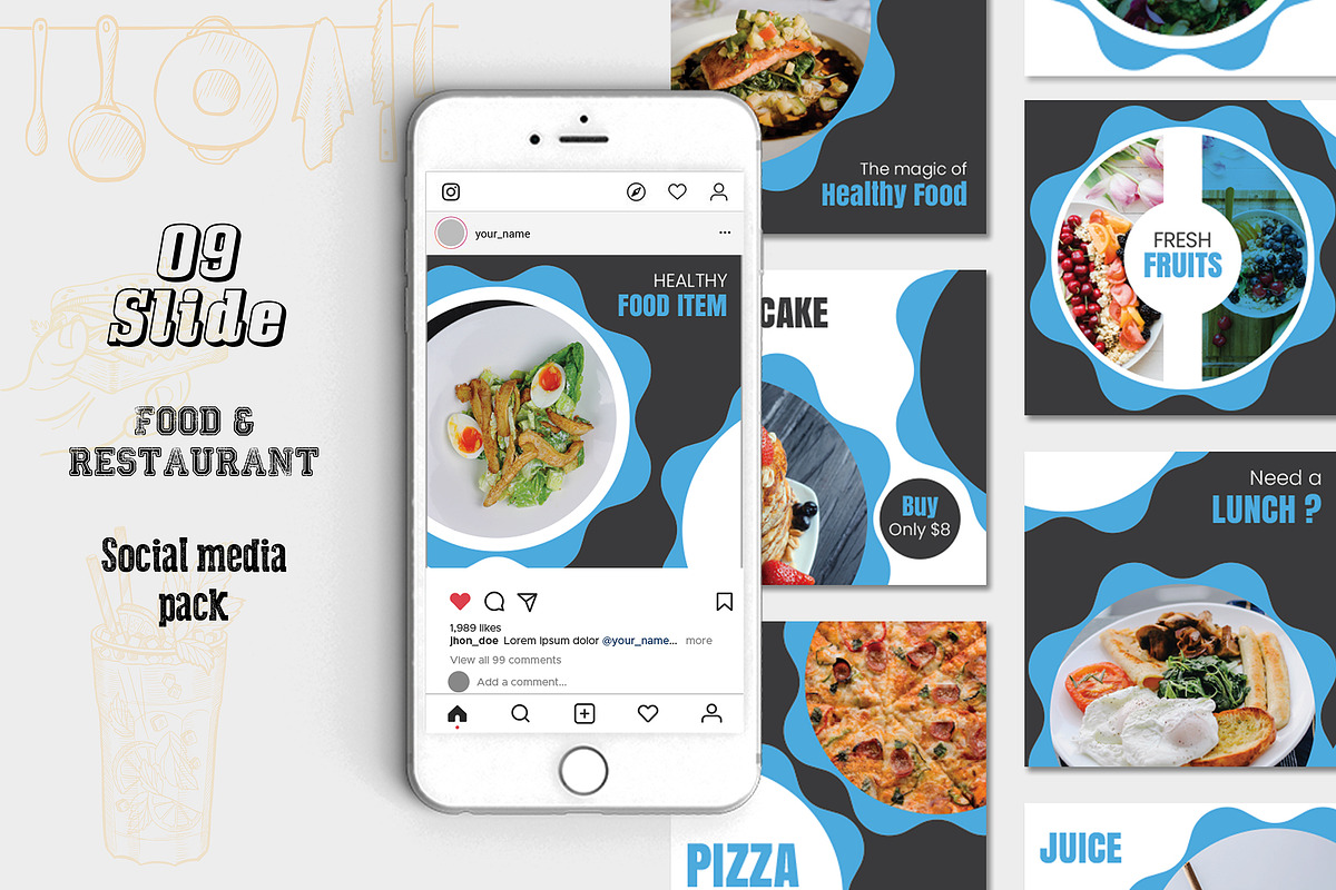 Food Social Media Pack in Instagram Templates - product preview 8