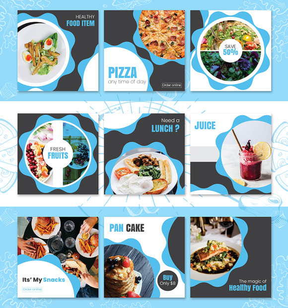 Food Social Media Pack in Instagram Templates - product preview 1
