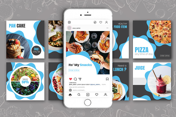Food Social Media Pack in Instagram Templates - product preview 3