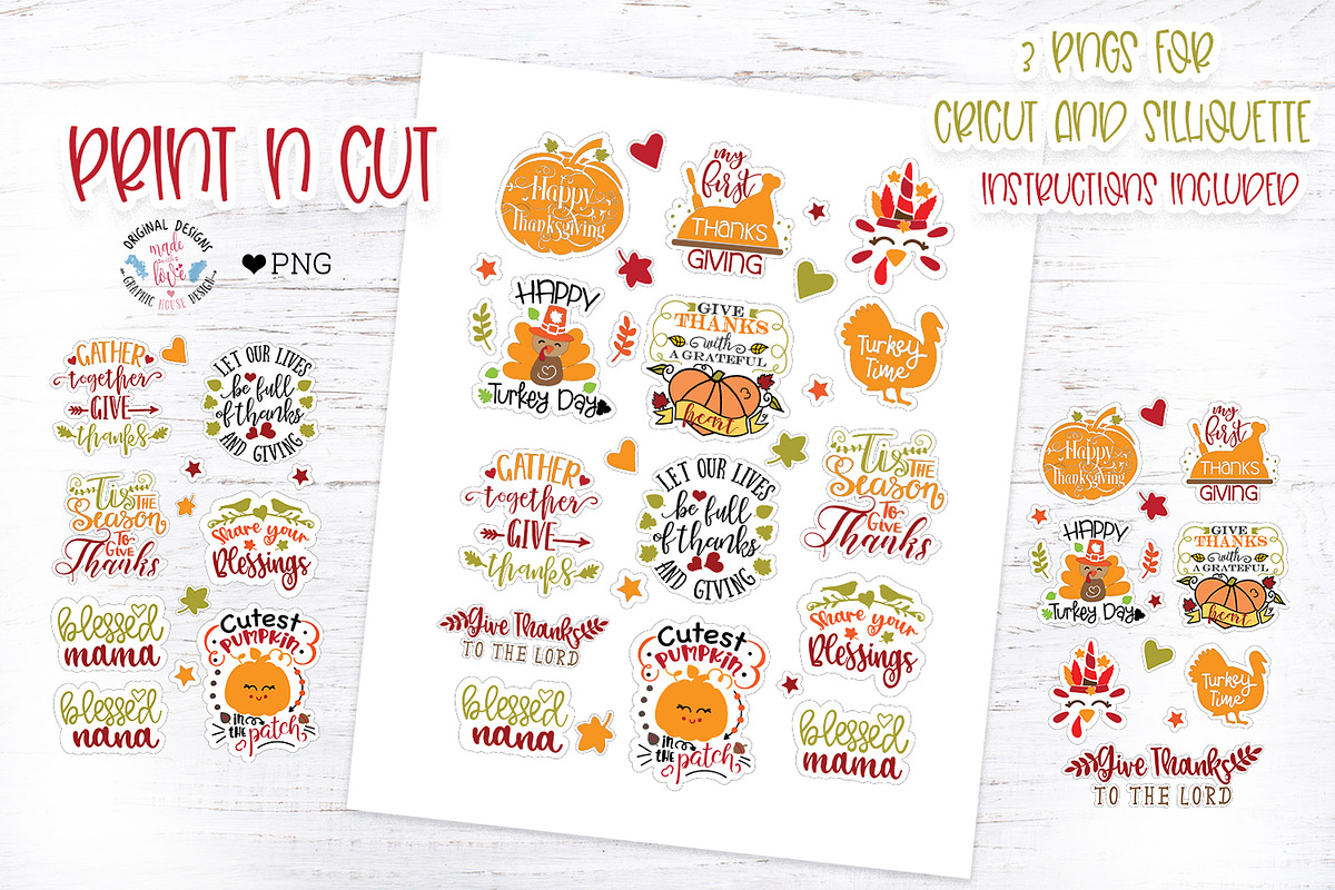 Thanksgiving Print n Cut Stickers in Illustrations - product preview 8
