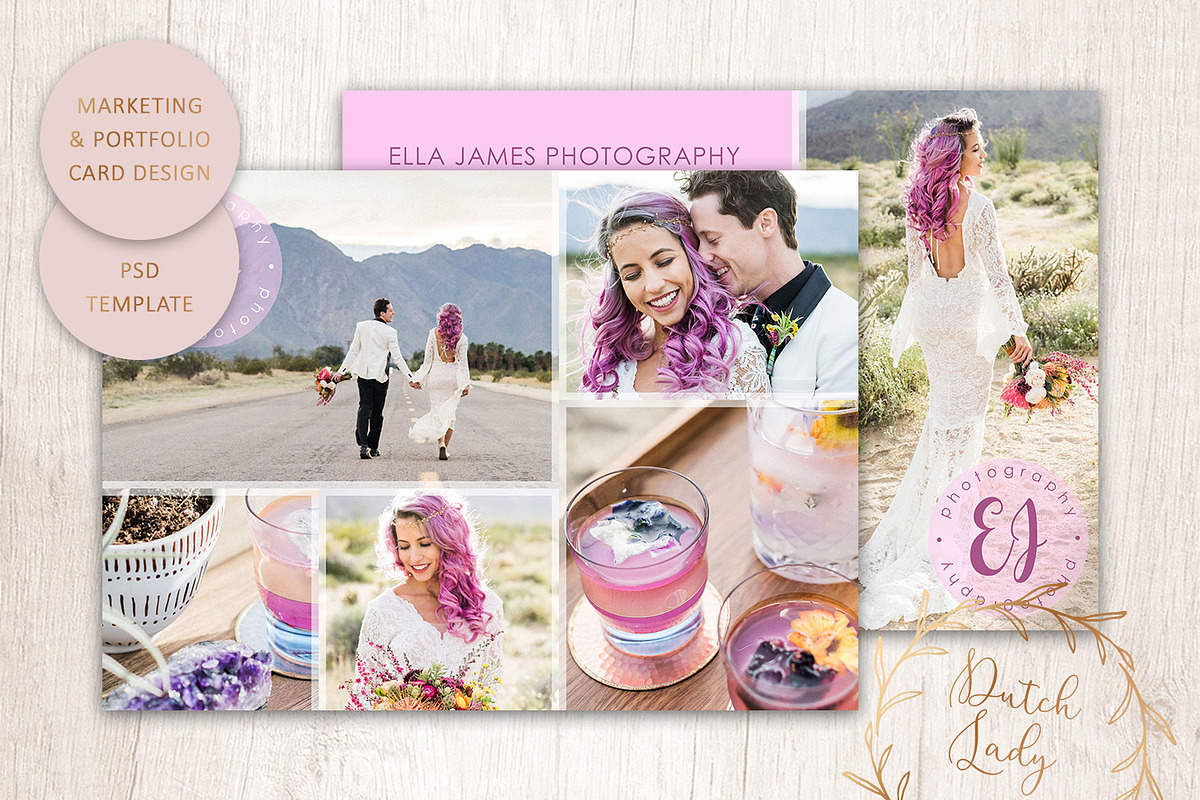 PSD Photo Portfolio Card Template #6 in Postcard Templates - product preview 8