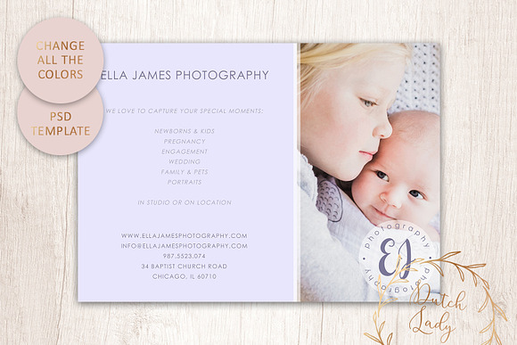 PSD Photo Portfolio Card Template #6 in Postcard Templates - product preview 3