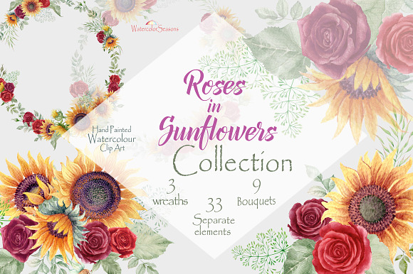 Roses in Sunflowers Collection in Illustrations - product preview 10