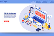 CRM software isometric landing page