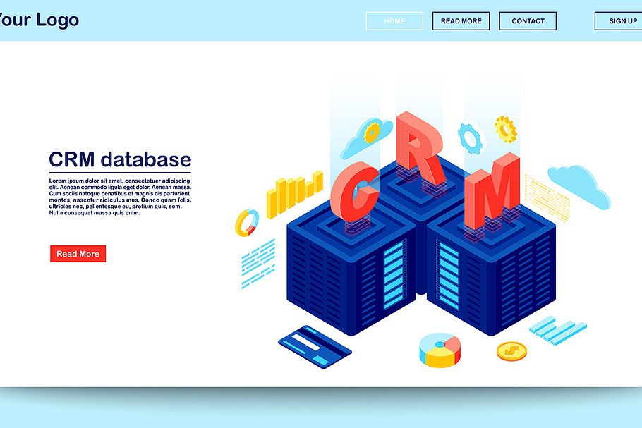 CRM database and server webpage in Landing Page Templates - product preview 8