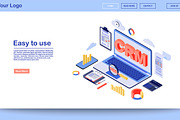 CRM system isometric landing page