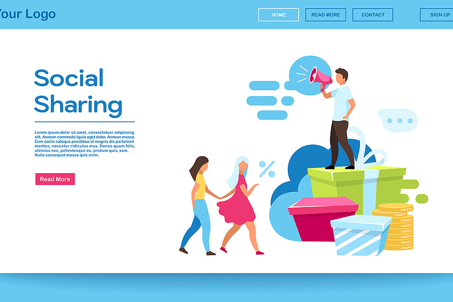 Social sharing landing page template in Landing Page Templates - product preview 8