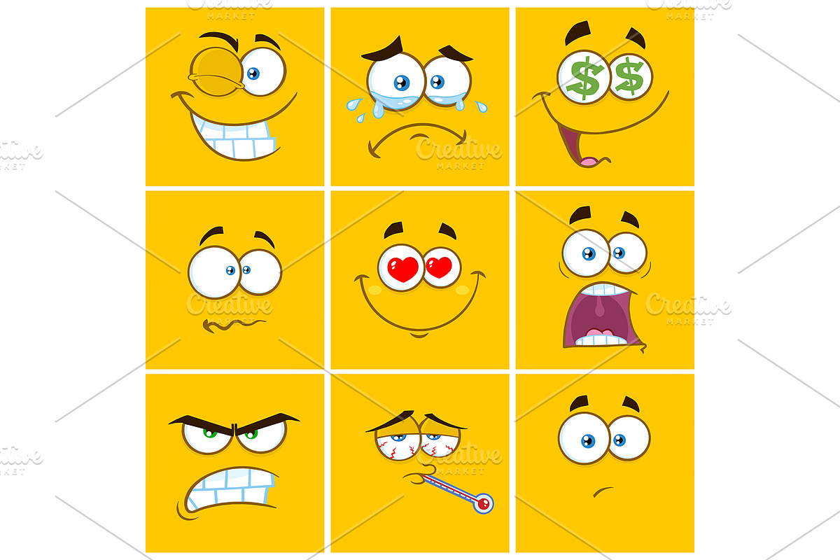 Yellow Face With Expression in Illustrations - product preview 8