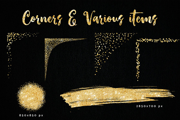 Gold Glitter Overlay Frames Borders in Textures - product preview 1