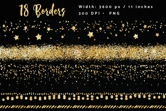 Gold Glitter Overlay Frames Borders in Textures - product preview 3