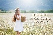 100 Sunlight sunbeams photo overlays