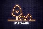 Easter neon sign. Happy easter neon.