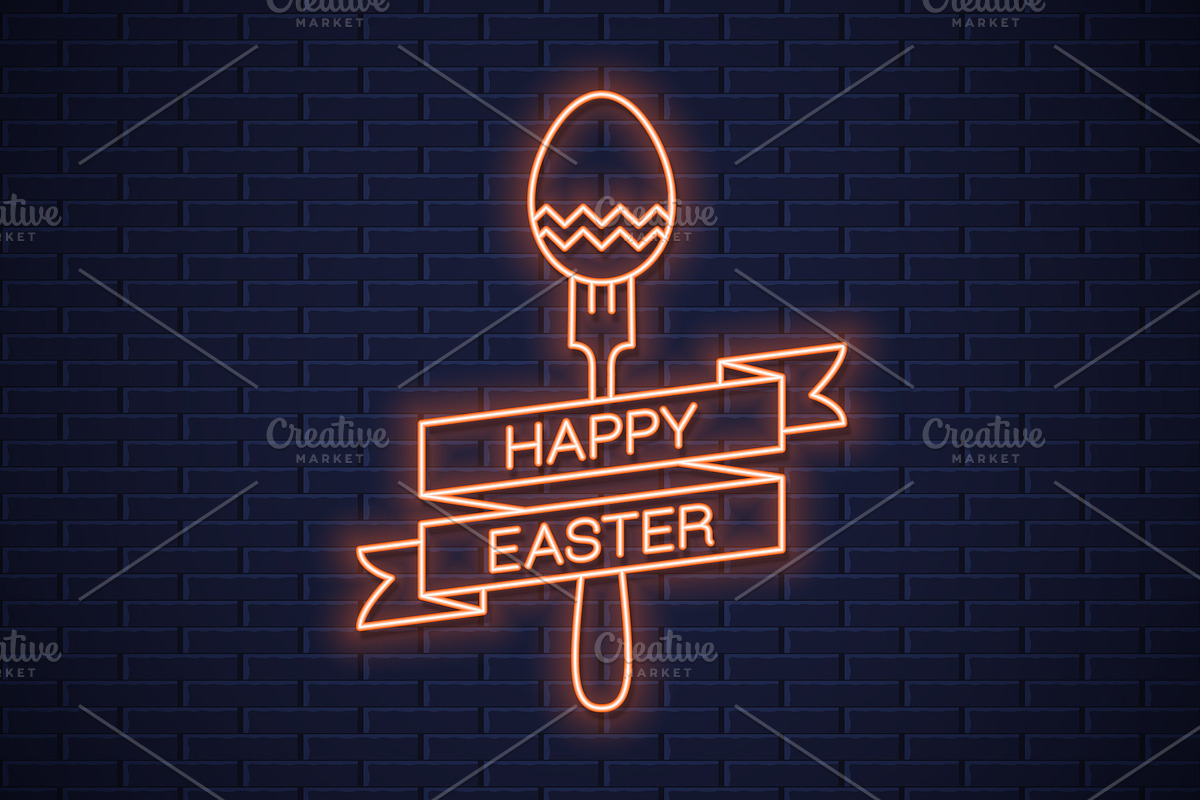 Easter neon menu. Happy Easter neon. in Illustrations - product preview 8