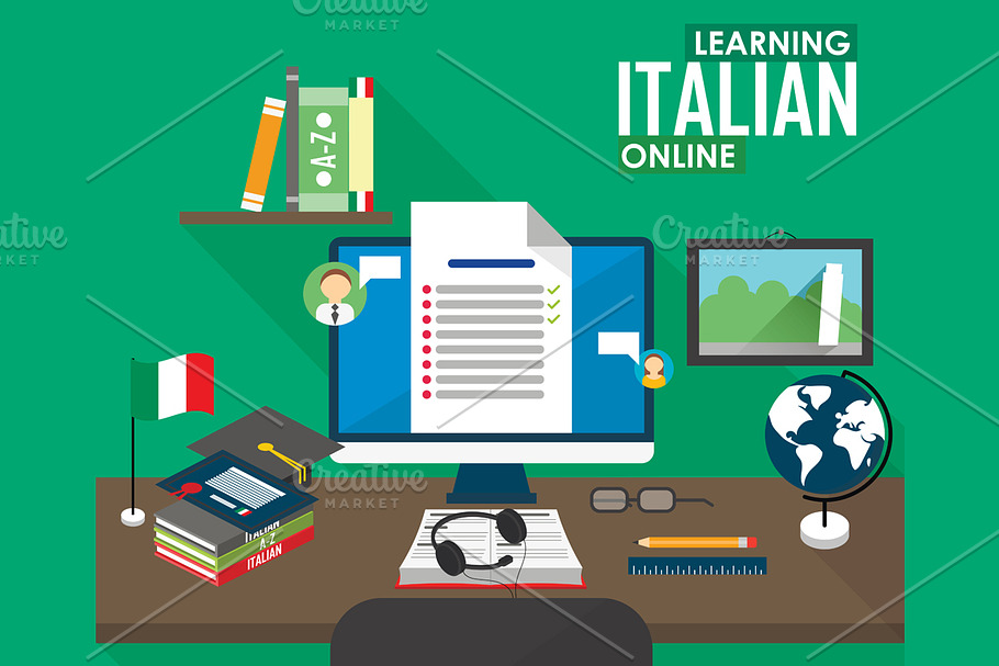 E-learning Italian language. in Illustrations - product preview 8