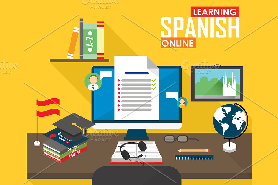E-learning Spanish language. in Illustrations - product preview 8