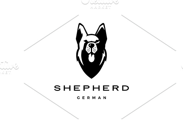 german shepherd head dog logo vector