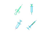 Syringe icon set, cartoon style