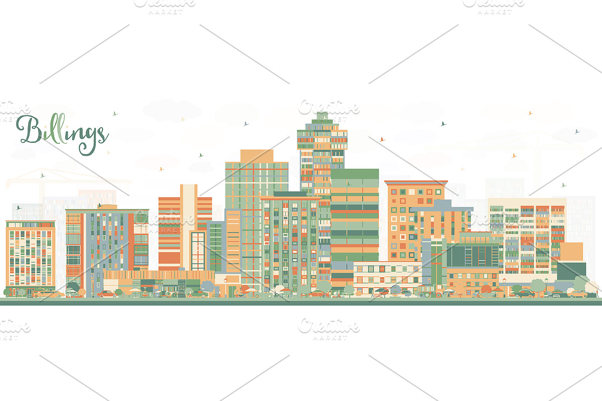 Billings Montana City Skyline in Illustrations - product preview 8